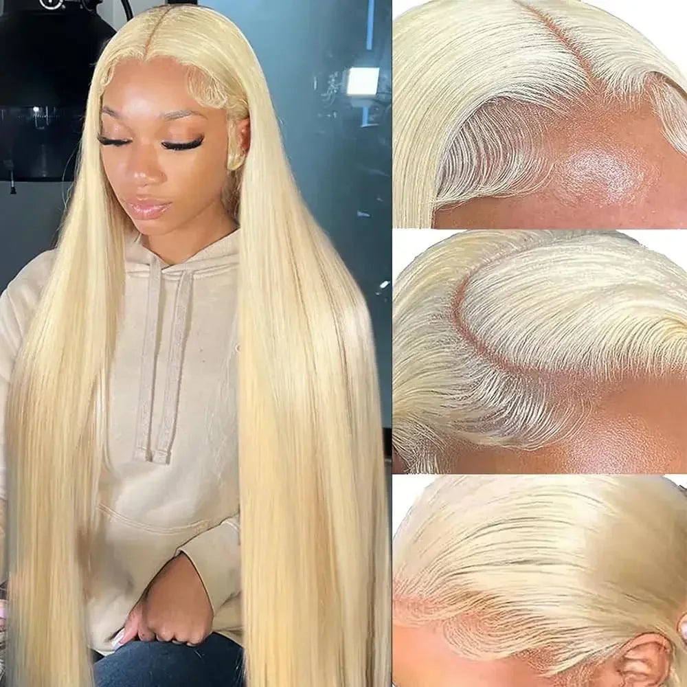 13x4 13x6 HD Transparent Full Frontal Lace 613 Blonde Colored Straight Human Hair Wigs Lace Front Wigs For Women 40 46 Inches