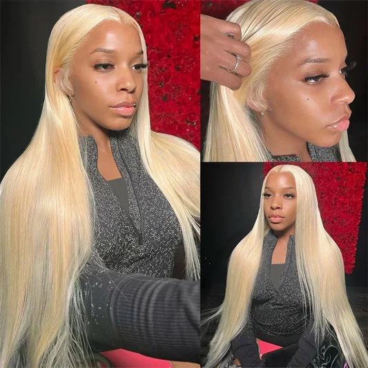 13x4 13x6 HD Transparent Full Frontal Lace 613 Blonde Colored Straight Human Hair Wigs Lace Front Wigs For Women 40 46 Inches